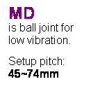 r: MD 
is ball joint for low vibration.
 
Setup pitch:
45~74mm
